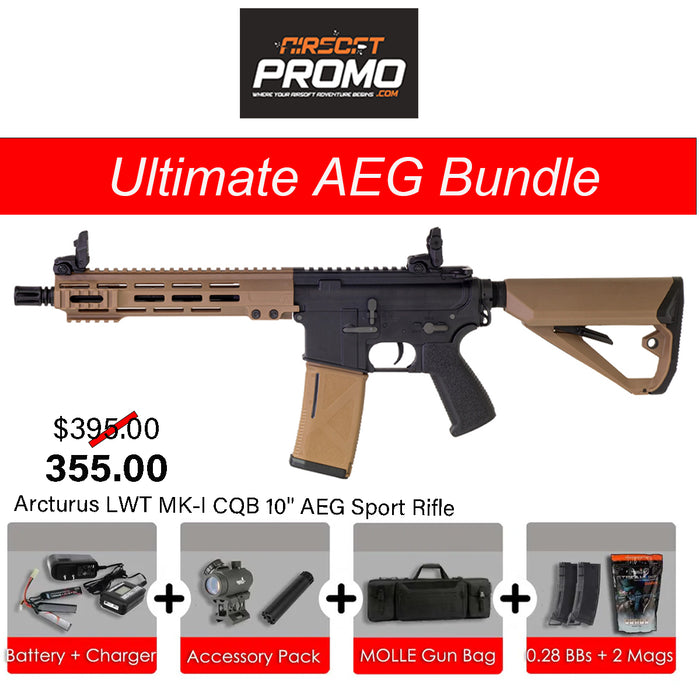 Ultimate AEG Bundle - Arcturus LWT MK-I CQB 10" Airsoft Sport Rifle