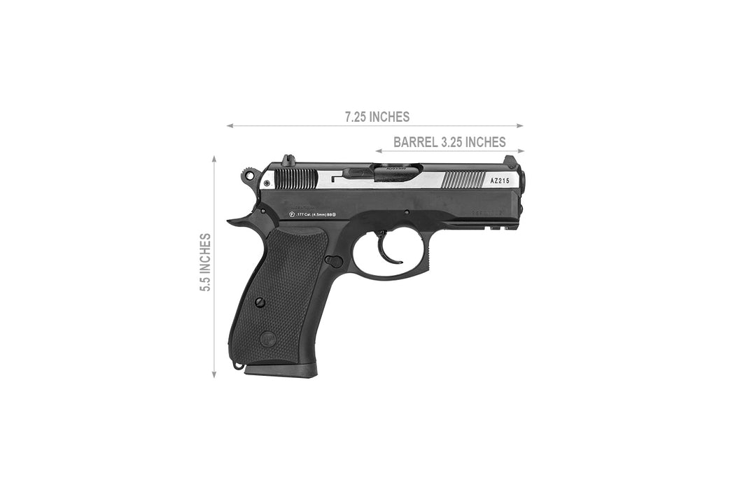 ASG CZ 75D COMPACT DUAL-TONE CO2 NON-BLOWBACK AIRGUN PISTOL - BLACK/SILVER