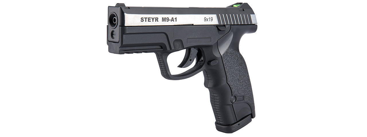 ASG STEYR M9-A1 DUAL-TONE CO2 NON-BLOWBACK AIRGUN PISTOL - BLACK/SILVER