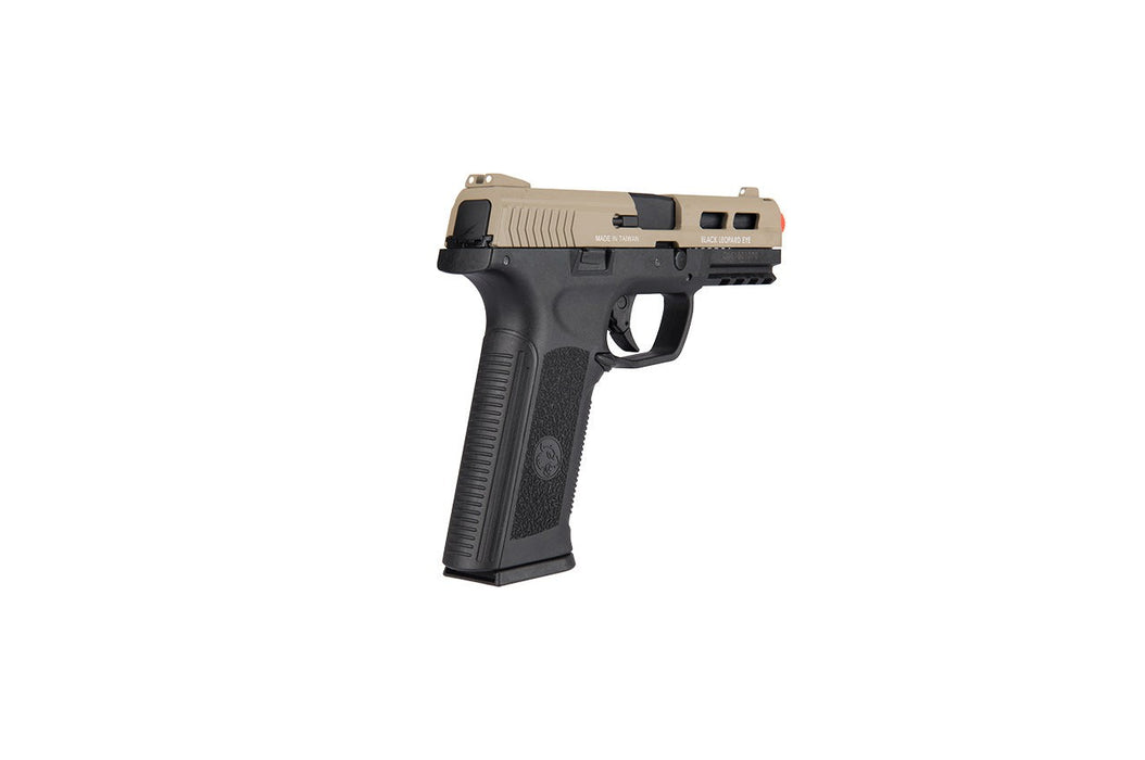 ICS XAE ADJUSTABLE HOP UP GAS BLOWBACK AIRSOFT PISTOL - BLACK/TAN