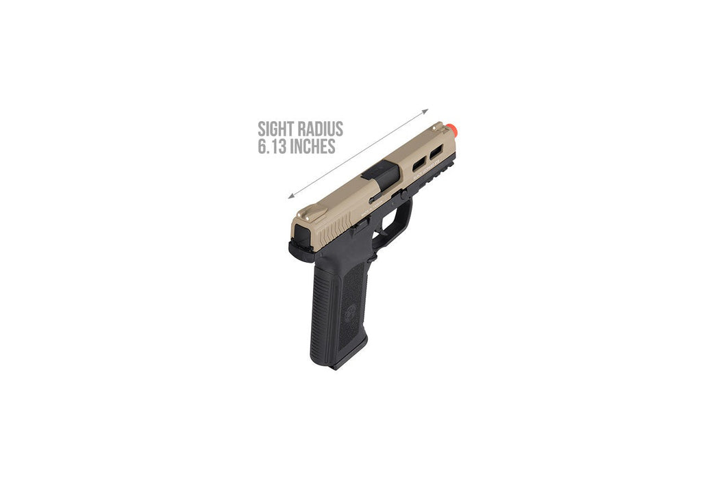 ICS XAE ADJUSTABLE HOP UP GAS BLOWBACK AIRSOFT PISTOL - BLACK/TAN