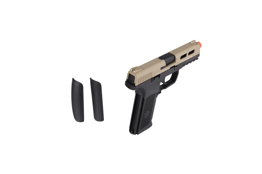 ICS XAE ADJUSTABLE HOP UP GAS BLOWBACK AIRSOFT PISTOL - BLACK/TAN