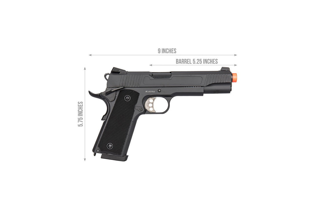 Double Bell Gas Blowback Textured Metal M1911 Airsoft Pistol (Black)