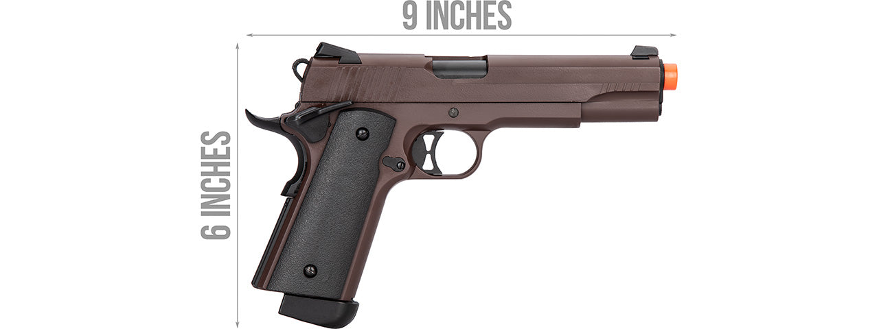 Double Bell M1911 CO2 Blowback Airsoft Pistol [Polymer] (CRIMSON BROWN)