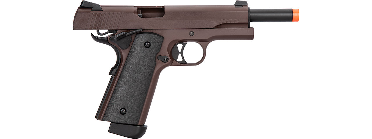 Double Bell M1911 CO2 Blowback Airsoft Pistol [Polymer] (CRIMSON BROWN)