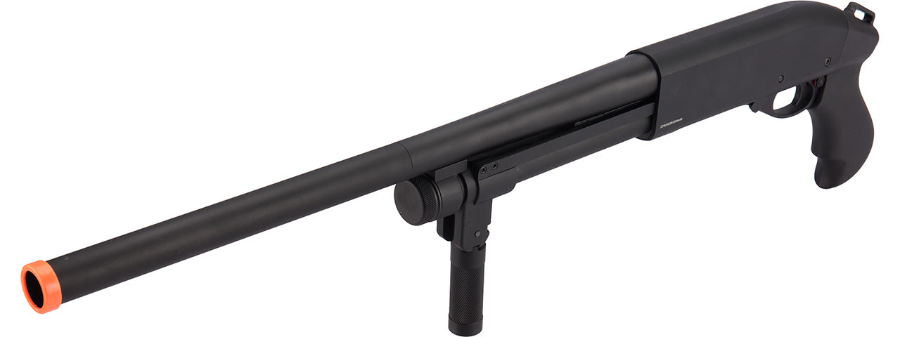 Golden Eagle M870 3/6-Shot Pump Action Gas Airsoft Shotgun w/ Forend Grip (BLACK)