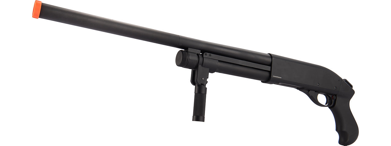 Golden Eagle M870 3/6-Shot Pump Action Gas Airsoft Shotgun w/ Forend Grip (BLACK)