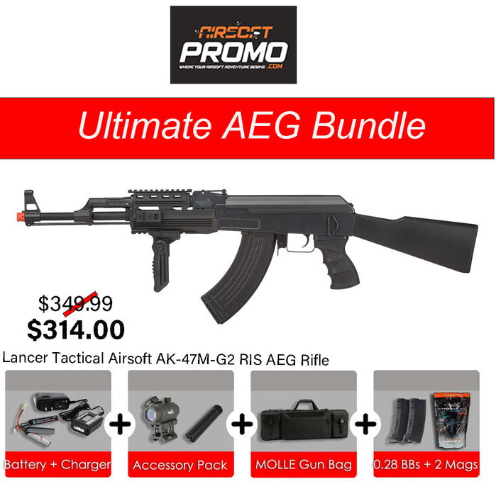 Ultimate AEG Bundle - Lancer Tactical AK47M-G2 RIS AEG Rifle