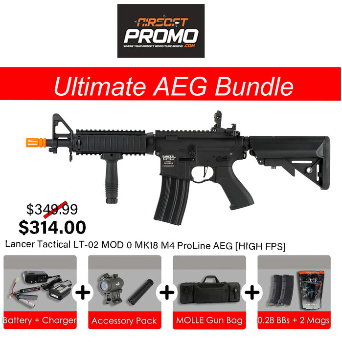 Ultimate AEG Bundle - Lancer Tactical Proline Series MK18 Mod 0 - Black