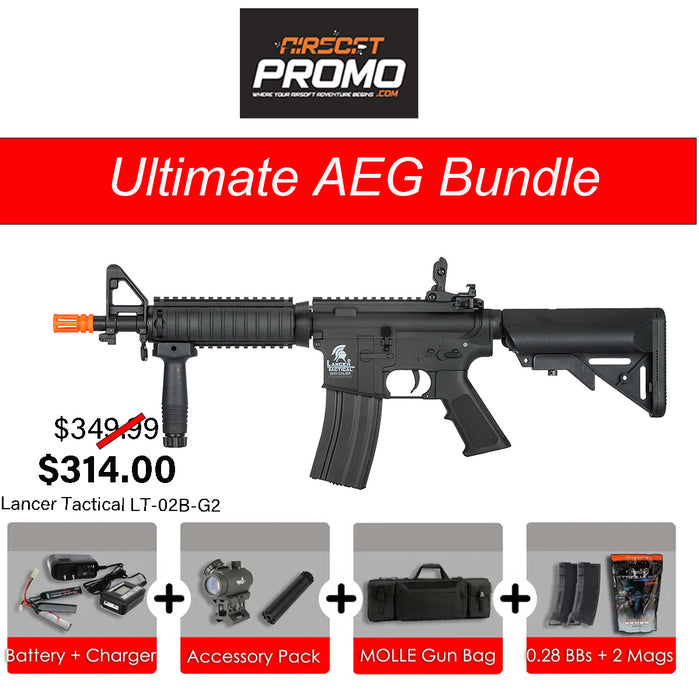 Ultimate AEG Bundle - Lancer Tactical Gen2 MK18 Mod 0 Aeg Rifle - Black