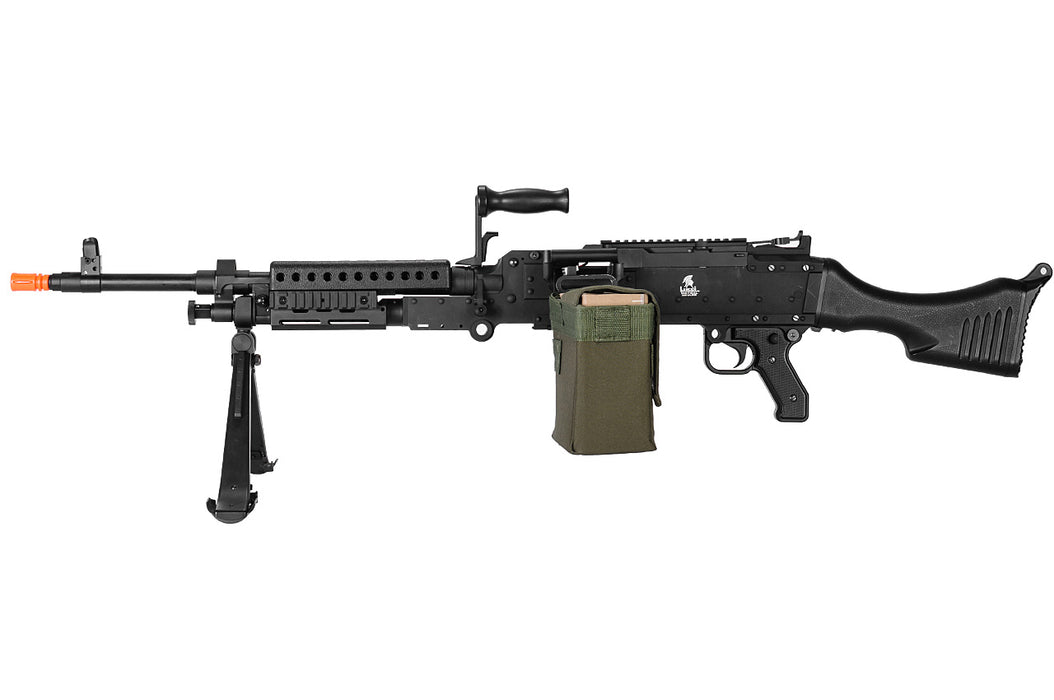 Lancer Tactical Full Metal M240 Airsoft AEG Squad Automatic Machine Gun with Box Magazine (Color: Black)