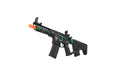 Lancer Tactical Enforcer NEEDLETAIL Skeleton AEG with Alpha Stock, in striking Black/Green. Designed for low FPS, ideal for safe indoor airsoft challenges and tactical training.