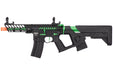 Lancer Tactical Enforcer NEEDLETAIL Skeleton AEG with Alpha Stock, in striking Black/Green. Designed for low FPS, ideal for safe indoor airsoft challenges and tactical training.