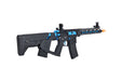 Lancer Tactical Enforcer BLACKBIRD Skeleton AEG with Alpha Stock in sleek Black/Blue, optimized for low FPS. Ideal for indoor gameplay, offering both style and practicality.