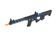 Lancer Tactical Enforcer BLACKBIRD Skeleton AEG with Alpha Stock in sleek Black/Blue, optimized for low FPS. Ideal for indoor gameplay, offering both style and practicality.