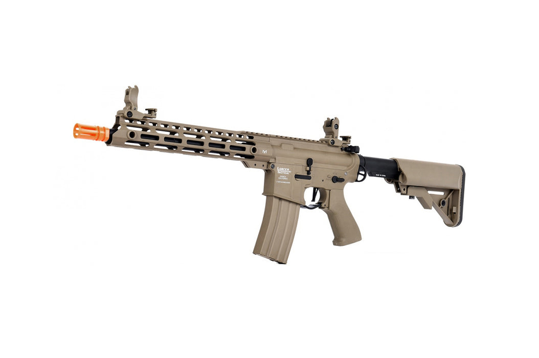 Lancer Tactical Enforcer BLACKBIRD AEG Rifle in tan, optimized for high FPS and precise shooting. Features a sleek design suitable for competitive airsoft scenarios.