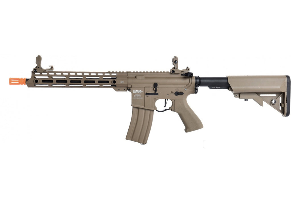 Lancer Tactical Enforcer BLACKBIRD AEG Rifle in tan, optimized for high FPS and precise shooting. Features a sleek design suitable for competitive airsoft scenarios.