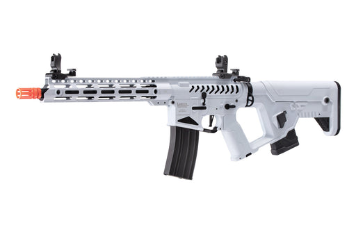 Lancer Tactical Enforcer Blackbird Skeleton AEG Rifle with Alpha Stock in striking White. Designed for high mobility and visual impact, perfect for standout performance in airsoft battles.