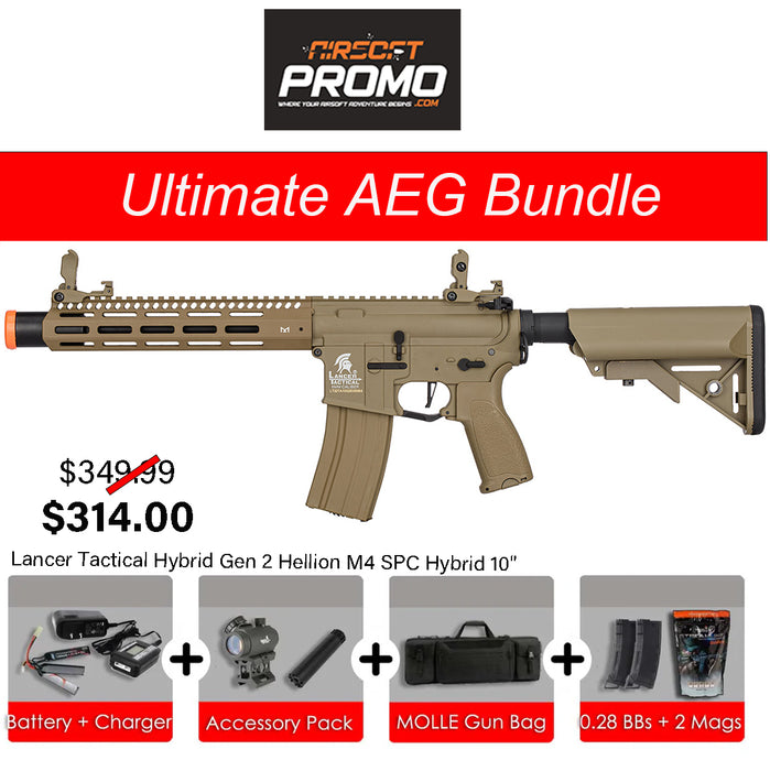 Ultimate AEG Bundle - Lancer Tactical Hybrid Gen 2 Hellion M4 SPC Hybrid 10" ETU AEG Rifle