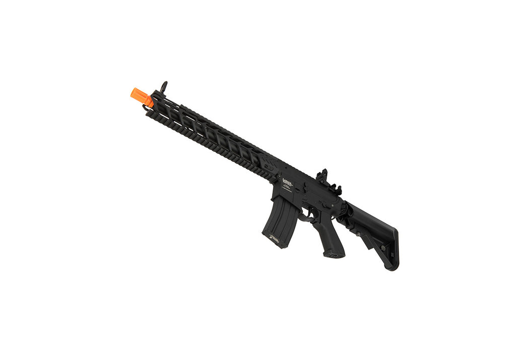 Lancer Tactical Enforcer NIGHT WING AEG in sleek black, designed for high FPS. Ideal for competitive airsoft, offering robust construction and precision for superior gameplay