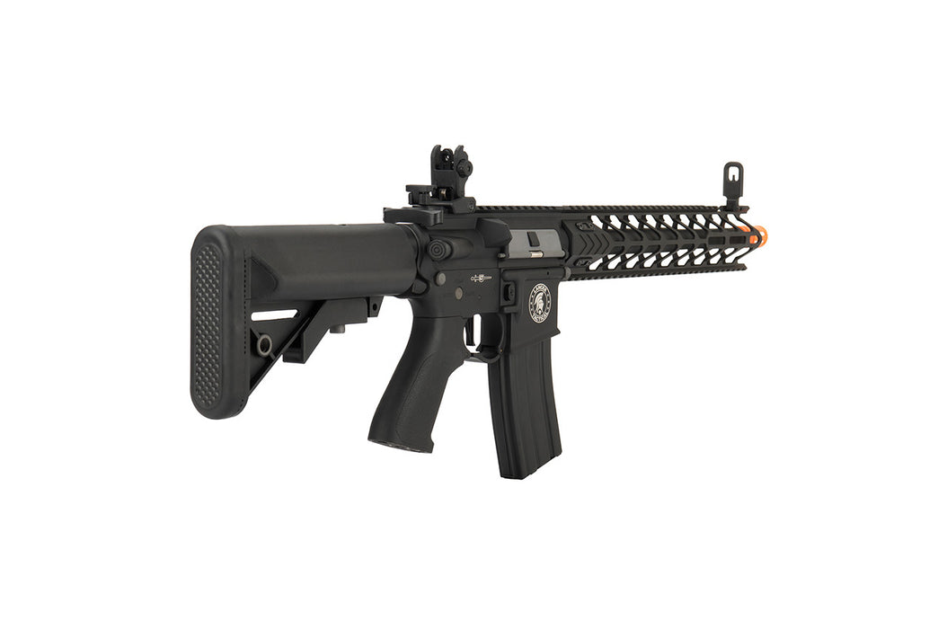 Lancer Tactical Enforcer NIGHT WING AEG in sleek black, designed for high FPS. Ideal for competitive airsoft, offering robust construction and precision for superior gameplay