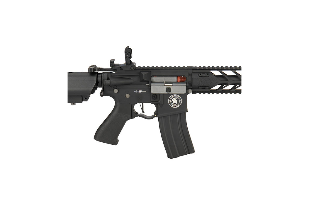 Lancer Tactical Enforcer NIGHT WING AEG in sleek black, designed for high FPS. Ideal for competitive airsoft, offering robust construction and precision for superior gameplay