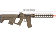 Side view of Lancer Tactical Enforcer NIGHT WING Skeleton AEG, featuring a skeletonized body and Alpha Stock in tan