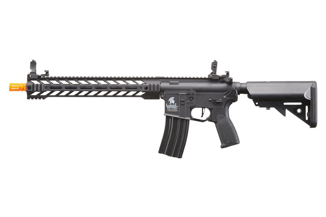 Lancer Tactical Enforcer Hybrid Gen 2 Battle Hawk 14-inch AEG in sleek black, optimized for high FPS. Ideal for players needing long-range accuracy and high performance in airsoft matches.