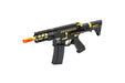 Lancer Tactical Enforcer Gen 2 Battle Hawk 4-inch PDW AEG, featured in Black/Gold. Designed for optimal agility and tactical advantage, perfect for high-stakes airsoft battles.