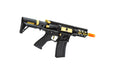 Lancer Tactical Enforcer Gen 2 Battle Hawk 4-inch PDW AEG, featured in Black/Gold. Designed for optimal agility and tactical advantage, perfect for high-stakes airsoft battles.