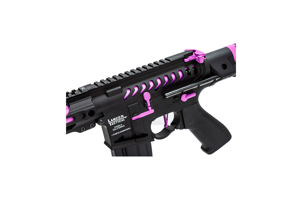 Lancer Tactical Enforcer Gen 2 Battle Hawk 4-inch PDW AEG in stylish Black/Purple. Designed for quick action and close combat, ideal for players seeking both functionality and flair.