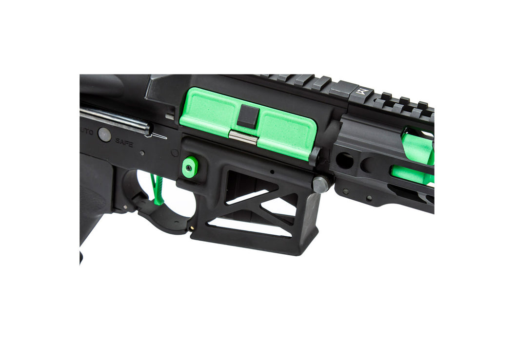 Close-up of the Lancer Tactical Enforcer Series Battle Hawk trigger and grip