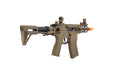 Lancer Tactical Enforcer Hybrid Gen 2 Battle Hawk 4-inch PDW AEG in Tan, designed for low FPS. Perfect for safe indoor airsoft games, offering enhanced control and tactical agility.