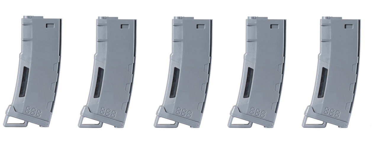 Lancer Tactical 130 Round High Speed Mid-Cap Magazine Pack of 5 (Gray)