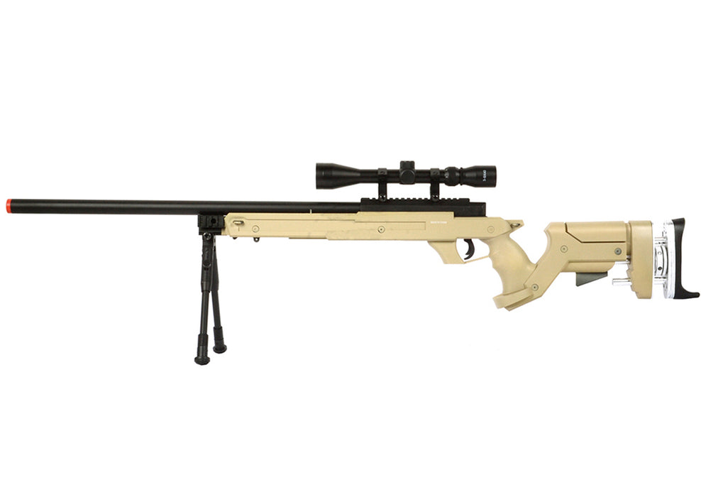 WELLFIRE SR22 BOLT ACTION TYPE 22 SNIPER RIFLE W/ SCOPE & BIPOD - TAN