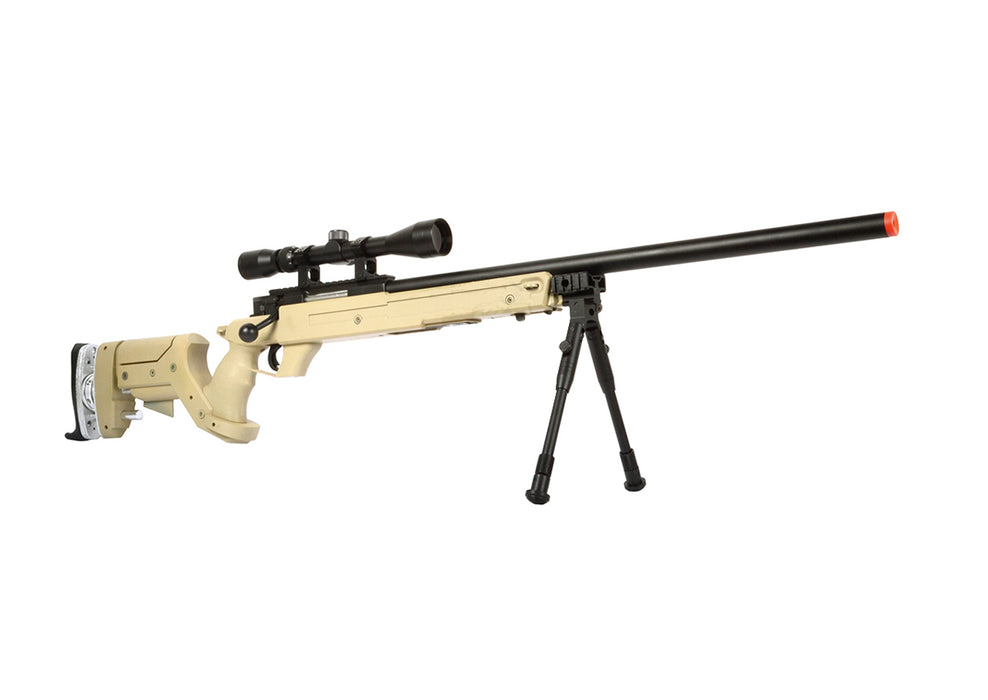 WELLFIRE SR22 BOLT ACTION TYPE 22 SNIPER RIFLE W/ SCOPE & BIPOD - TAN