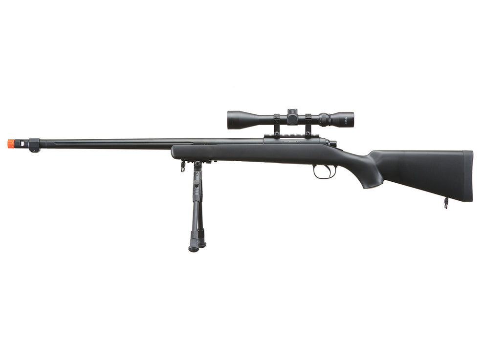 WELL MB07BAB VSR-10 BOLT ACTION RIFLE w/FLUTED BARREL, SCOPE & BIPOD (COLOR: BLACK)