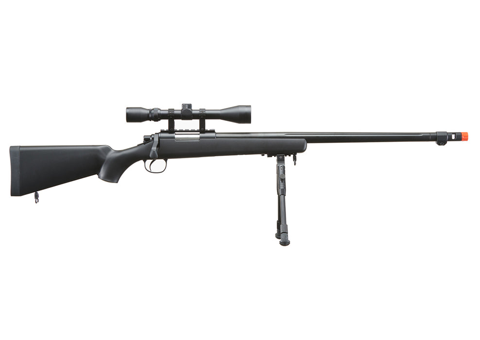 WELL MB07BAB VSR-10 BOLT ACTION RIFLE w/FLUTED BARREL, SCOPE & BIPOD (COLOR: BLACK)