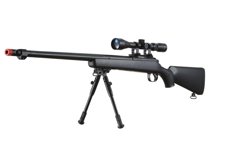 WELL MB07BAB VSR-10 BOLT ACTION RIFLE w/FLUTED BARREL, SCOPE & BIPOD (COLOR: BLACK)