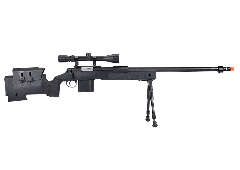 WellFire MB4416 M40A3 Bolt Action Sniper Rifle w/ Scope & Bipod (BLACK)