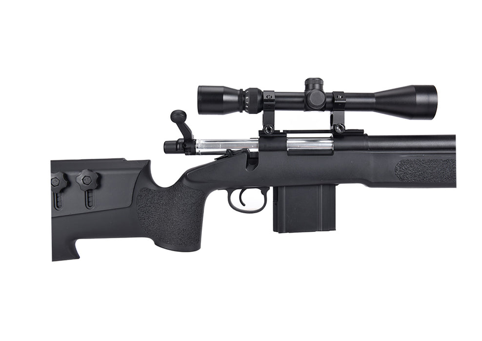 WellFire MB4416 M40A3 Bolt Action Sniper Rifle w/ Scope & Bipod (BLACK)