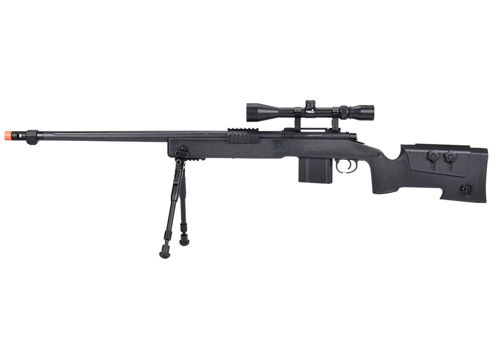 WellFire MB4416 M40A3 Bolt Action Sniper Rifle w/ Scope & Bipod (BLACK)