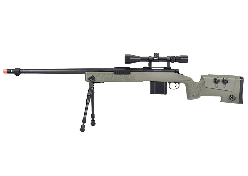 WellFire MB4416 M40A3 Bolt Action Sniper Rifle w/ Scope & Bipod (OD GREEN)