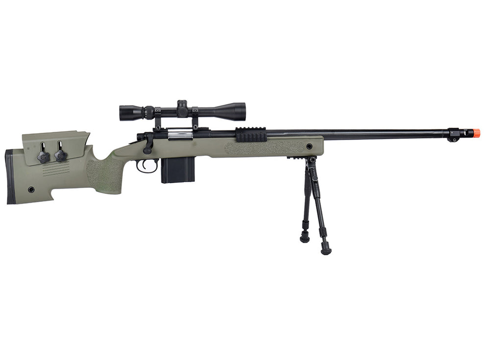 WellFire MB4416 M40A3 Bolt Action Sniper Rifle w/ Scope & Bipod (OD GREEN)