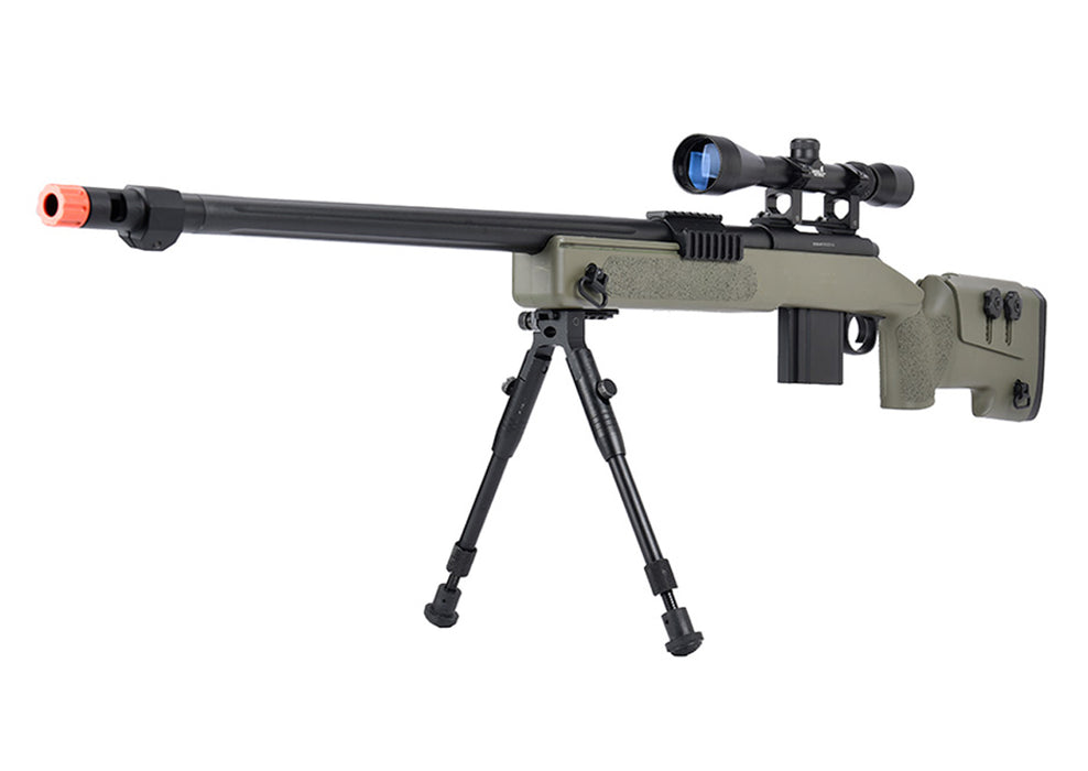 WellFire MB4416 M40A3 Bolt Action Sniper Rifle w/ Scope & Bipod (OD GREEN)