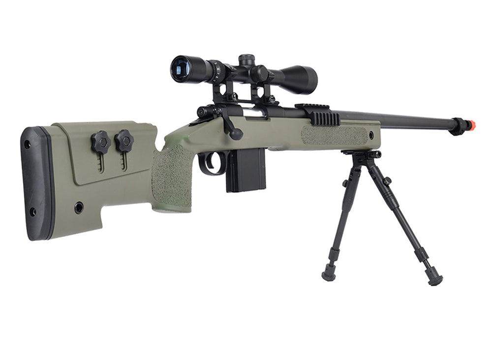 WellFire MB4416 M40A3 Bolt Action Sniper Rifle w/ Scope & Bipod (OD GREEN)