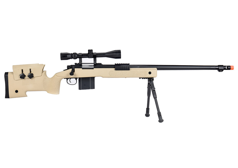 WellFire MB4416 M40A3 Bolt Action Sniper Rifle w/ Scope & Bipod (TAN)