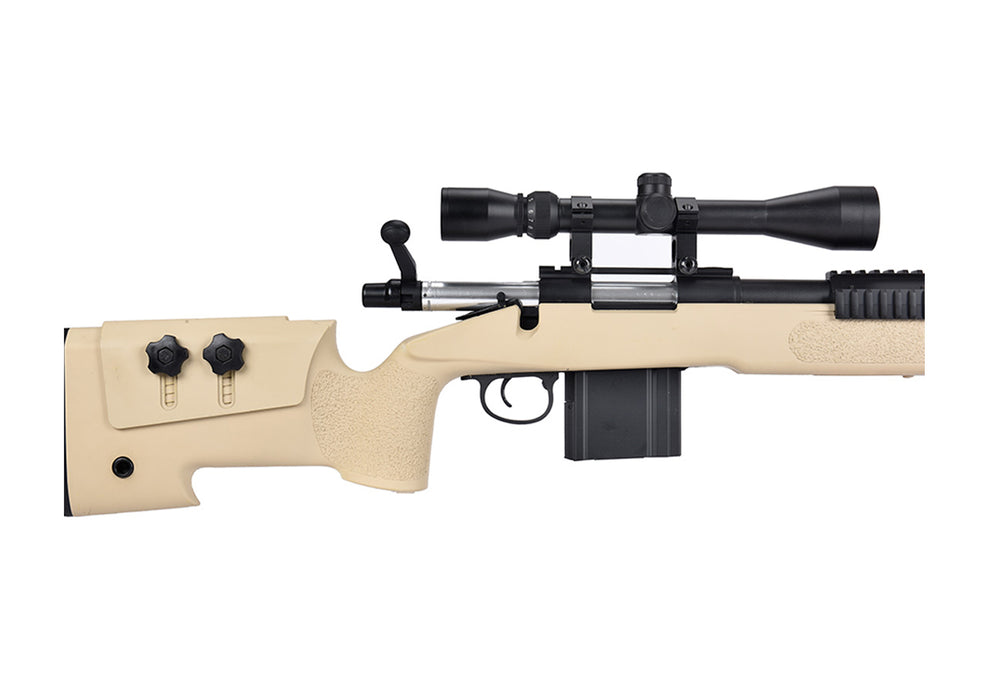 WellFire MB4416 M40A3 Bolt Action Sniper Rifle w/ Scope & Bipod (TAN)