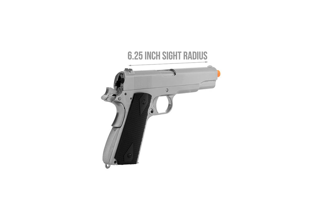 WE Tech 1911 MEU Airsoft Gas Blowback Pistol w/ Classic Grips (SILVER)