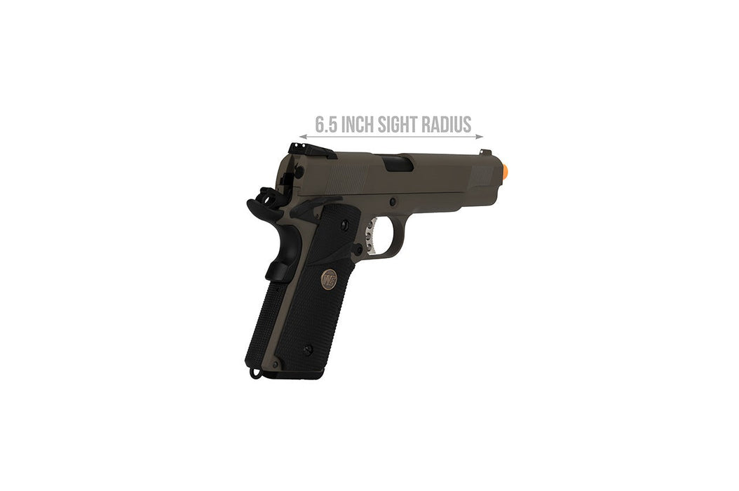 WE Tech 1911 Full Metal MEU Airsoft Gas Blowback Pistol (OD)